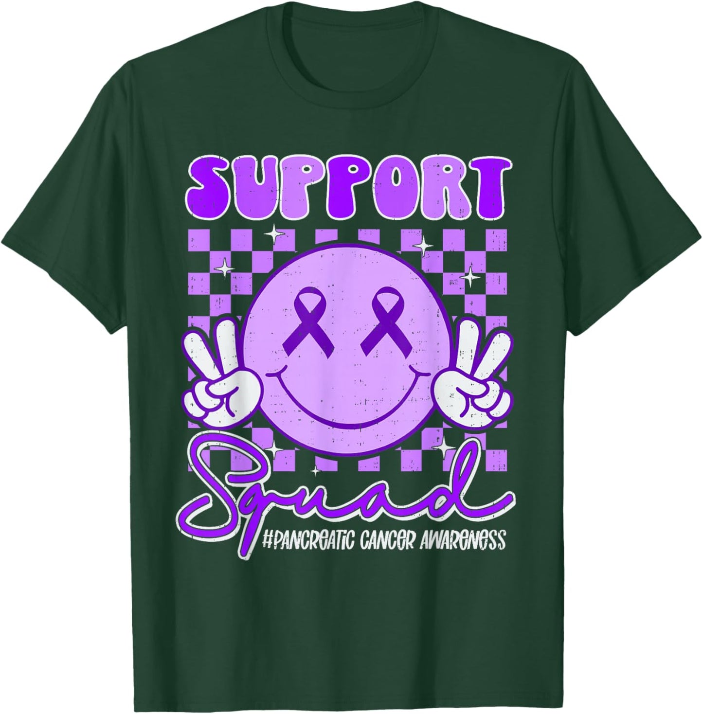 Support Pancreatic Cancer Awareness Ribbon Purple Girl Kids T-Shirt - T-Shirt | Forest
