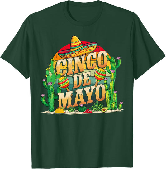 Vintage Cinco De Mayo Shirts Men Women Kids Mexican Party T-Shirt - T-Shirt | Forest