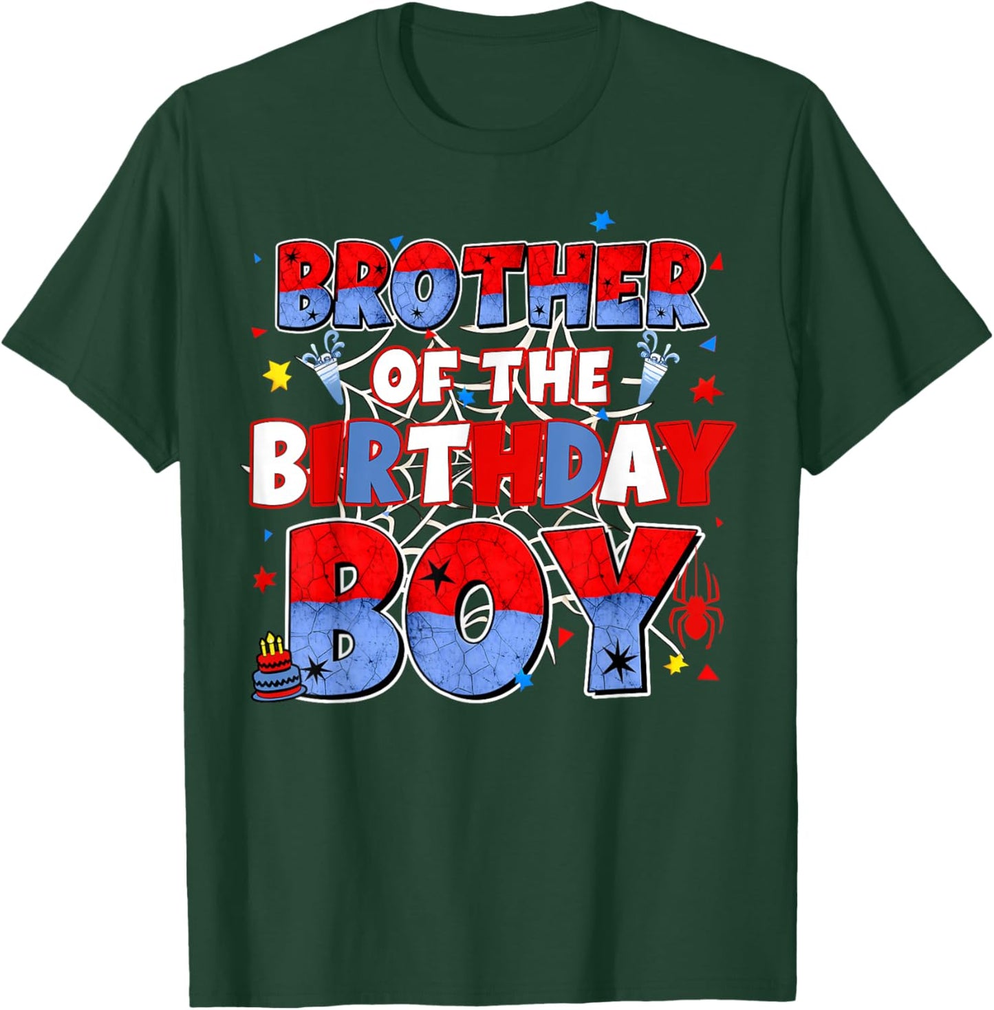 Brother of The Birthday Boy Family Spider Birthday Family T-Shirt - T-Shirt | Forest