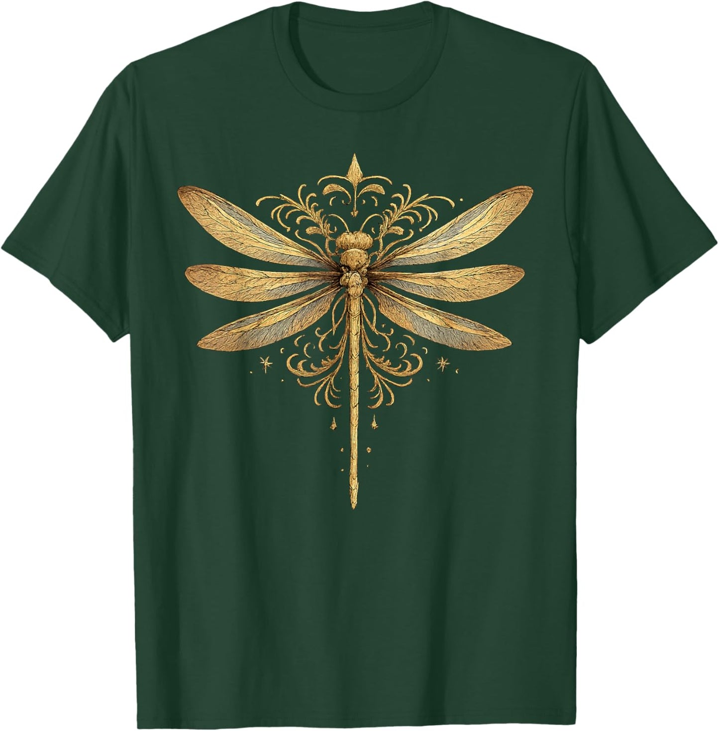 Elegant Golden Dragonfly Mystic Boho Outfit Nature T-Shirt - T-Shirt | Forest
