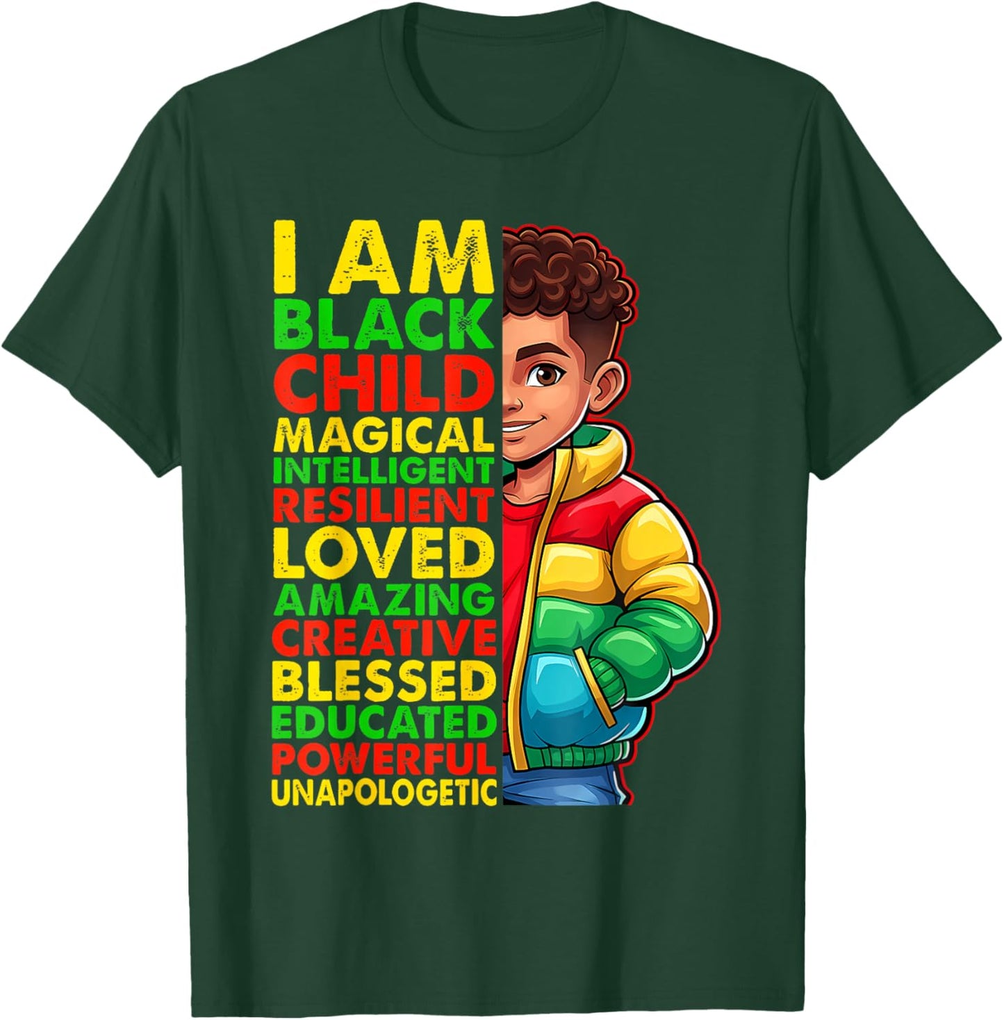 I am Black History Month Shirt Kids Boys African American T-Shirt - T-Shirt | Forest