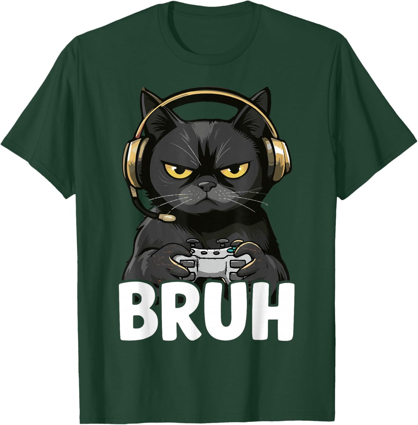 Funny Cat Bruh Meme Gamer Japanese Anime T-Shirt - T-Shirt | Forest