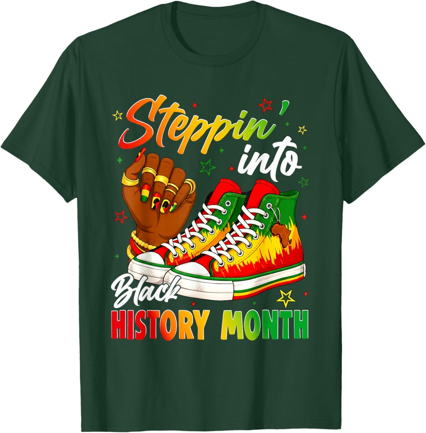 Stepping Into Sneakers Black History Month Black Girls T-Shirt - T-Shirt | Forest