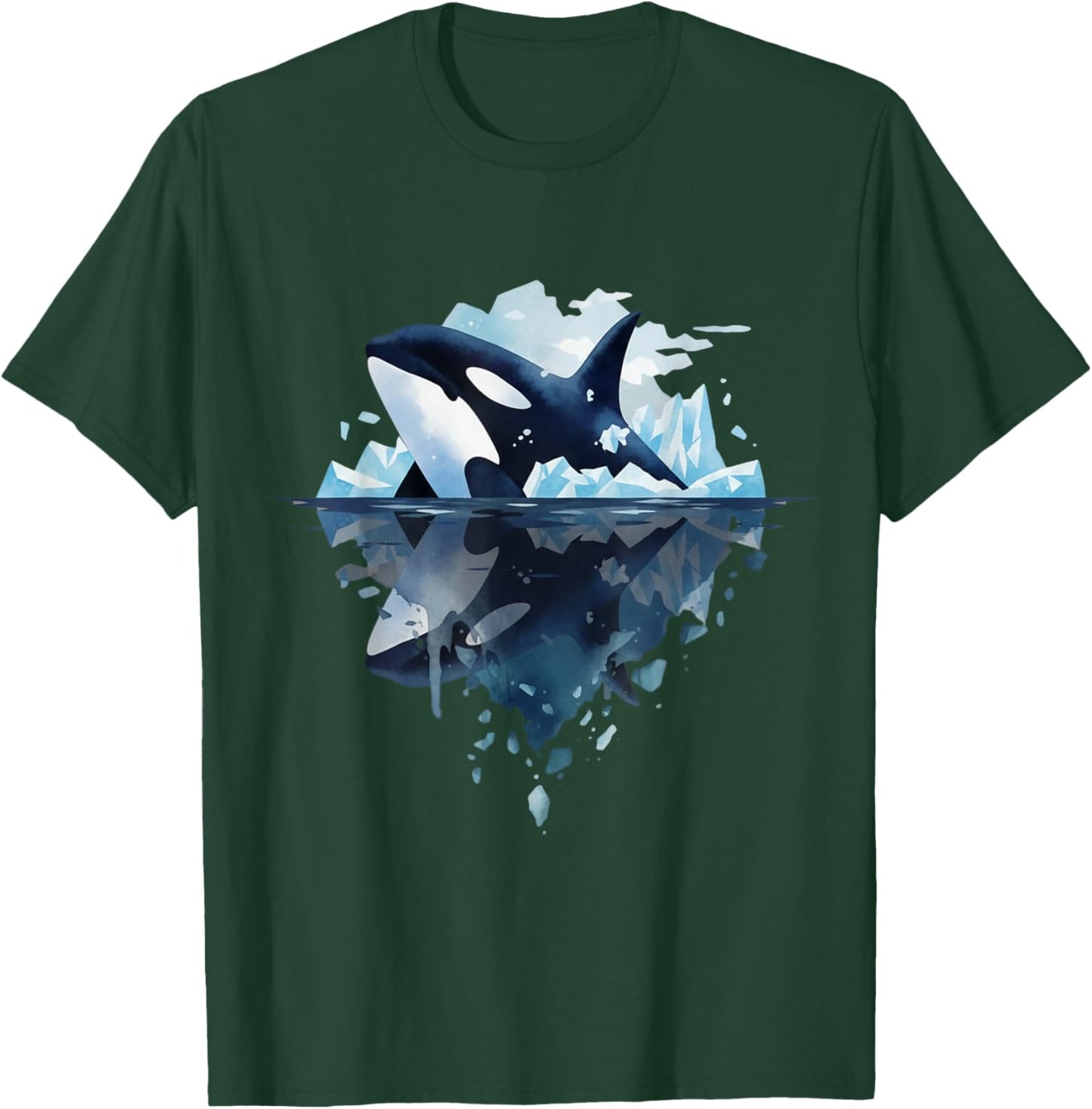 Powerful Orca Breaking Ice Reflection Wildlife Nature Art T-Shirt - T-Shirt | Forest