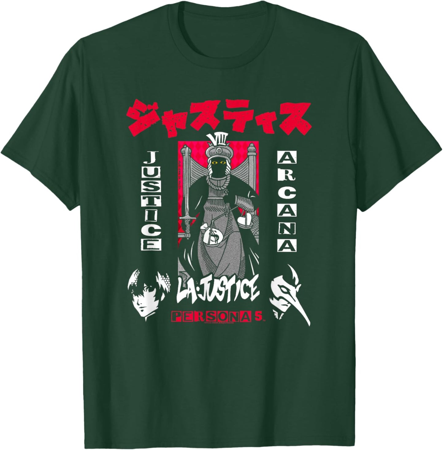 Persona 5 Justice Arcana with Kanji RPG Video Game T-Shirt - T-Shirt | Forest