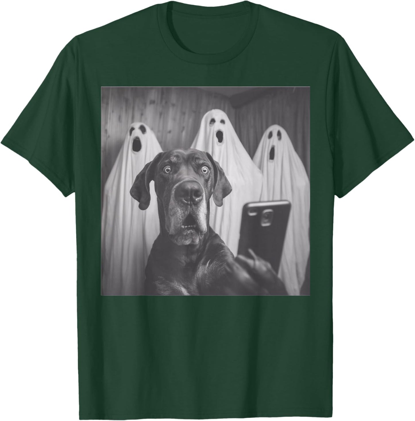 Funny Great Dane Selfie Halloween Ghost Design T-Shirt - T-Shirt | Forest