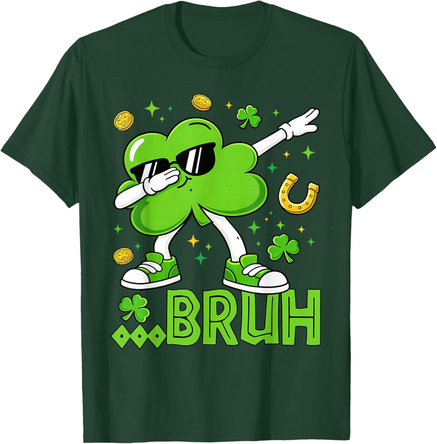 Lucky Shamrock Dab Bruh Leprechaun St Patrick's Day Boys Kid T-Shirt - T-Shirt | Forest