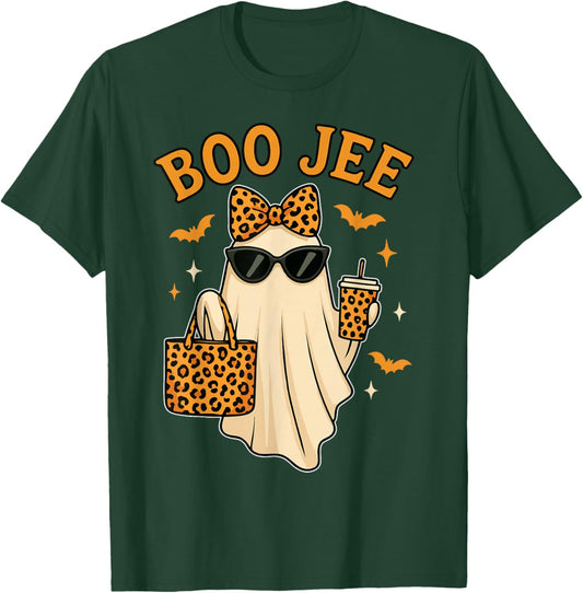 Boojee Ghost Halloween Shirt Women Girls Boo JEE Ghost Kids T-Shirt - T-Shirt | Forest
