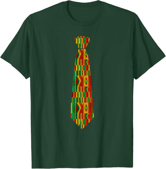 Dashiki Kente Tie Black History Month African Print Men Boys T-Shirt - T-Shirt | Forest