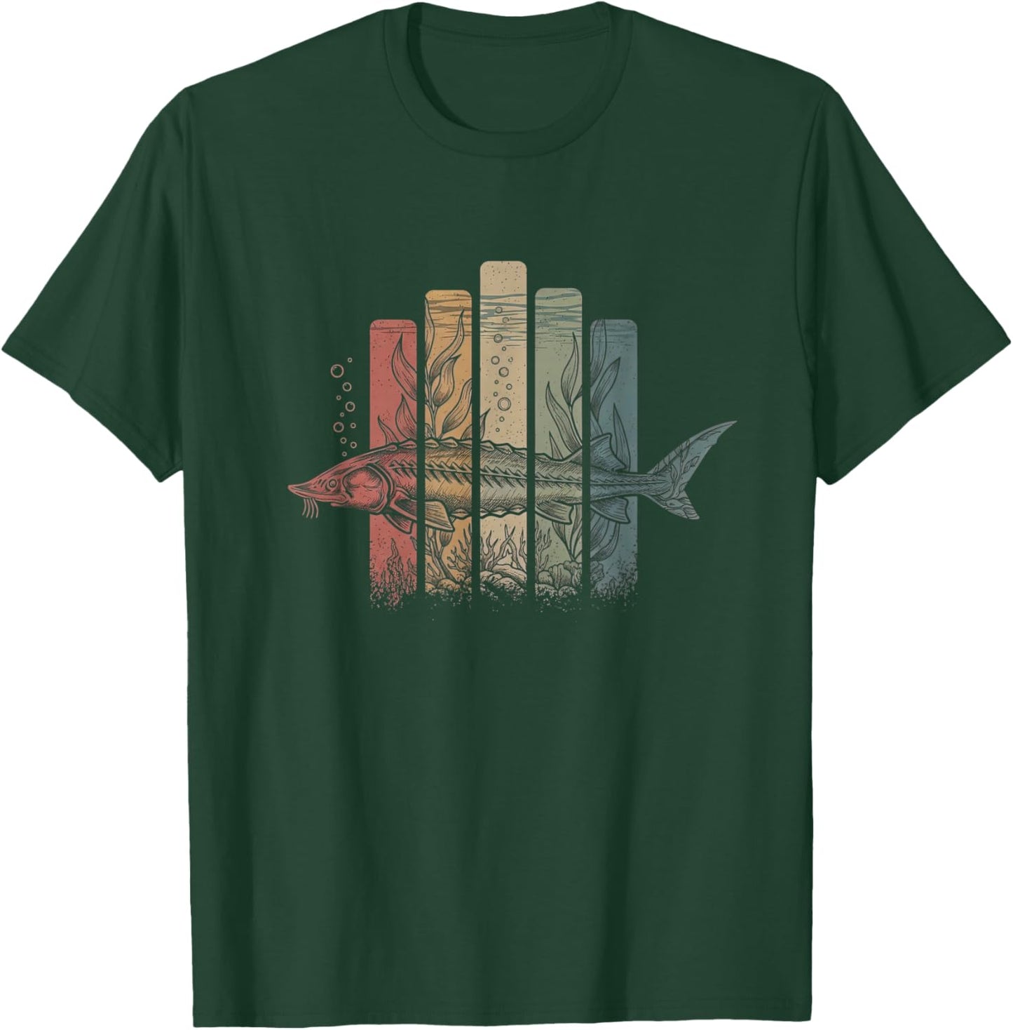 Retro Sturgeon Drawing Art Design T-Shirt - T-Shirt | Forest