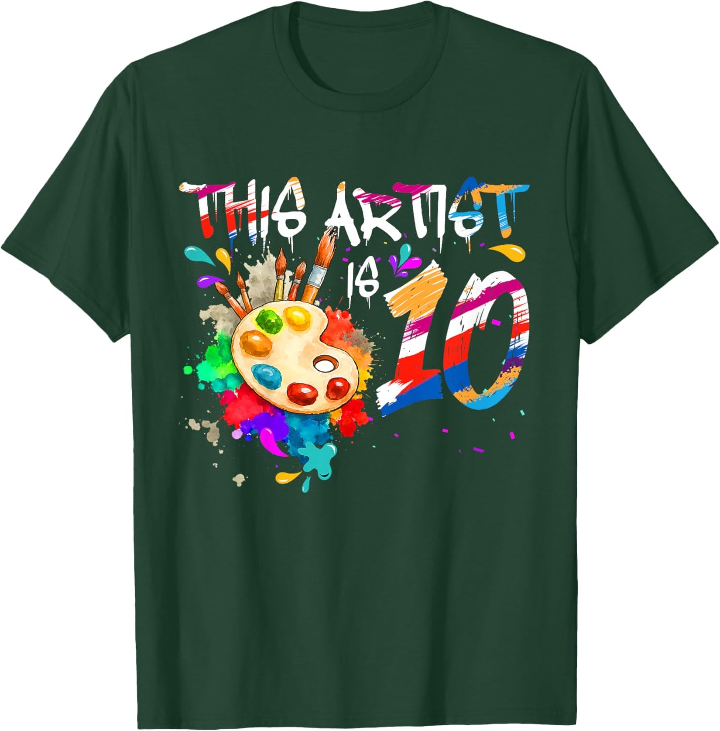 This Artist is 10 Years Old Birthday 10th Painting Art Party T-Shirt - T-Shirt | Forest