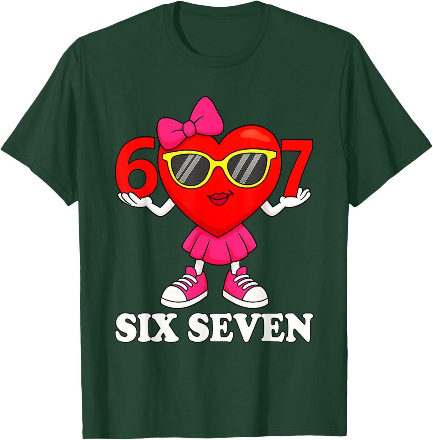 Funny Six Seven 67 Meme Valentines Day Women Girls Kids T-Shirt - T-Shirt | Forest