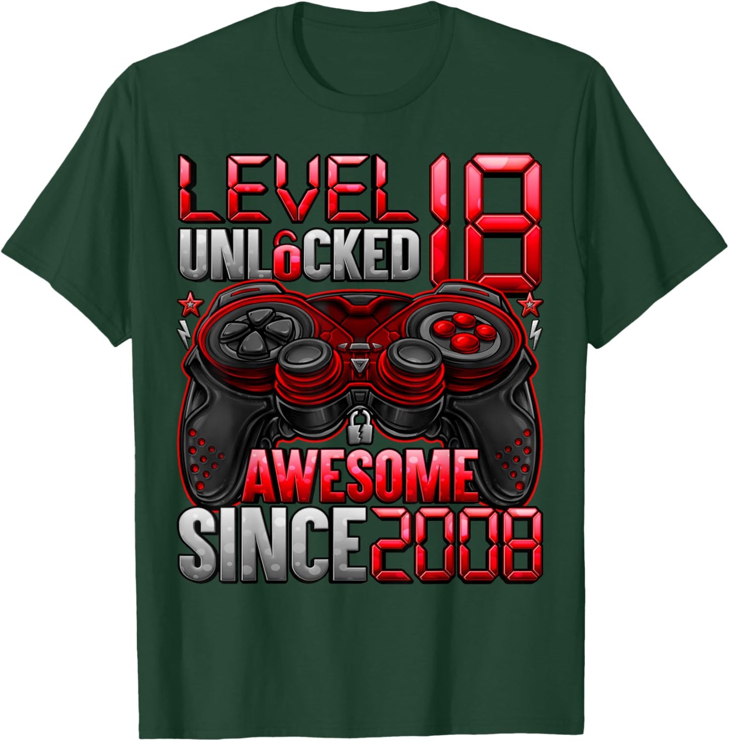 Level 18 Unlocked 18 Year Old Gifts Boys 18th Birthday Boy T-Shirt - T-Shirt | Forest