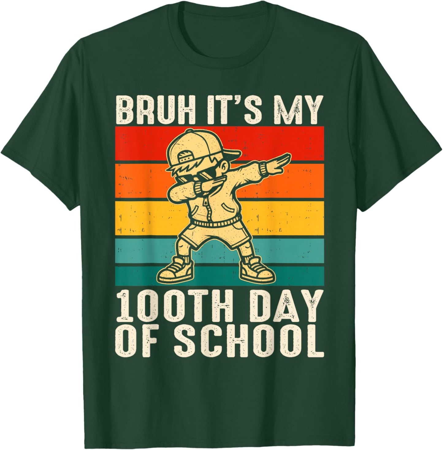 100 Days Bruh Dabbing Boys Funny It's My 100th Day of School T-Shirt - T-Shirt | Forest
