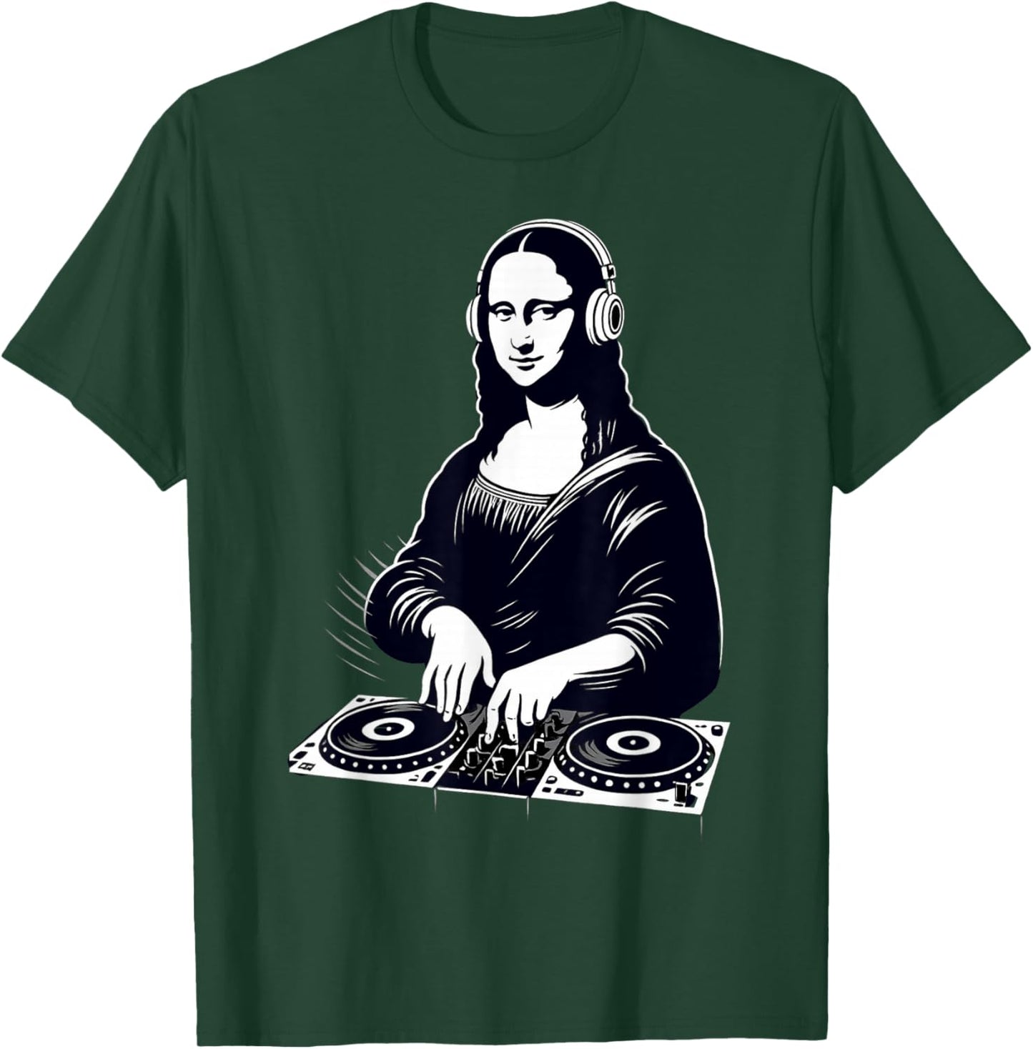 Mona Lisa DJ Scratching Vinyl Turntable EDM Techno Vintage T-Shirt - T-Shirt | Forest