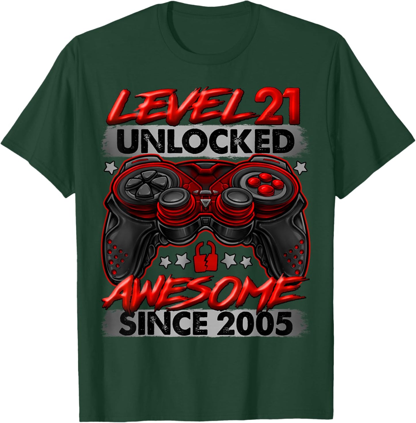 Level 21 Unlocked 21 Year Old Gifts Boys 21st Birthday Boy T-Shirt - T-Shirt | Forest