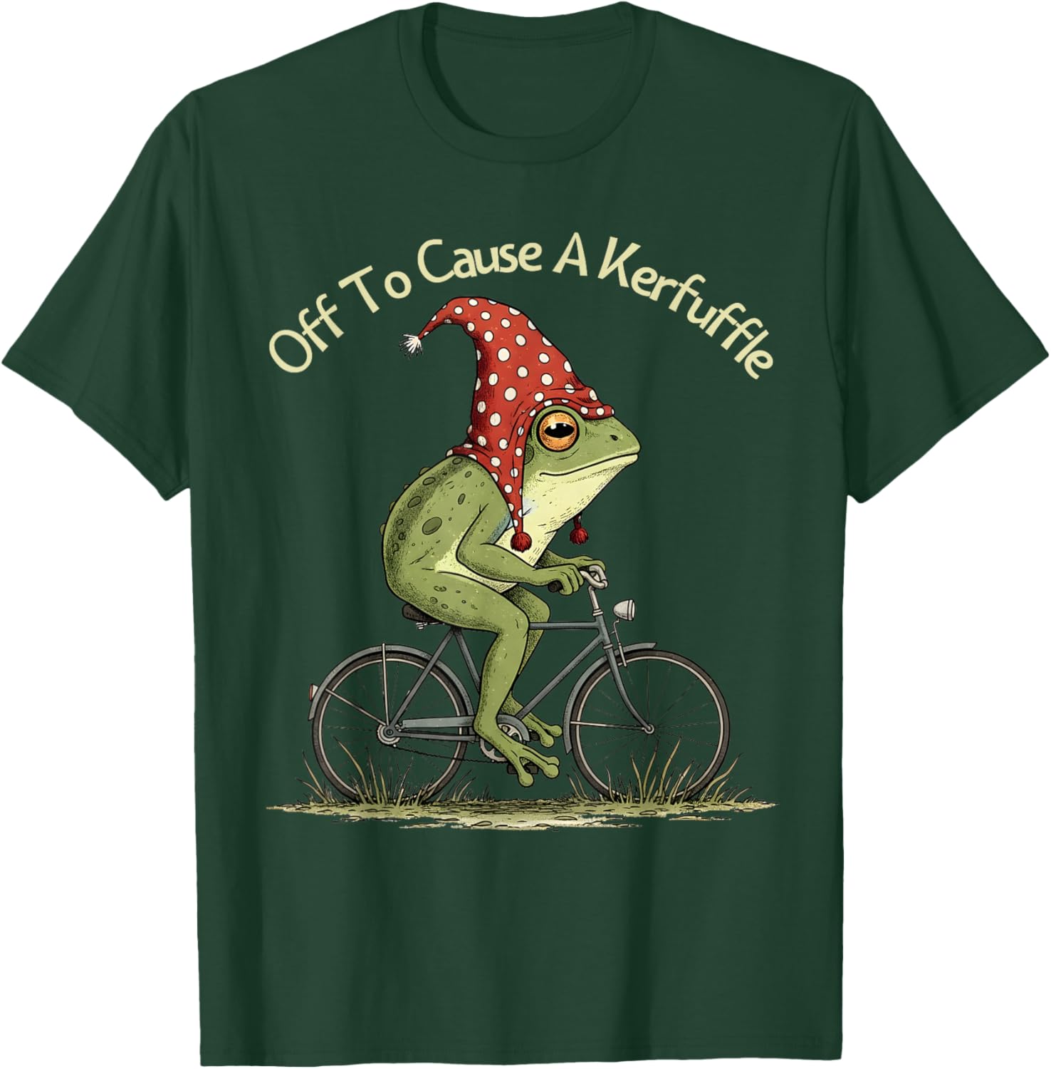 Off to Cause A Kerfuffle Frog Funny Weirdcore Sayings Unique T-Shirt - T-Shirt | Forest