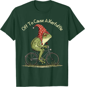 Off to Cause A Kerfuffle Frog Funny Weirdcore Sayings Unique T-Shirt - T-Shirt | Forest