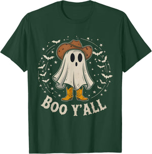 Western Country Halloween Southern Retro Ghost Boo Y'all T-Shirt - T-Shirt | Forest
