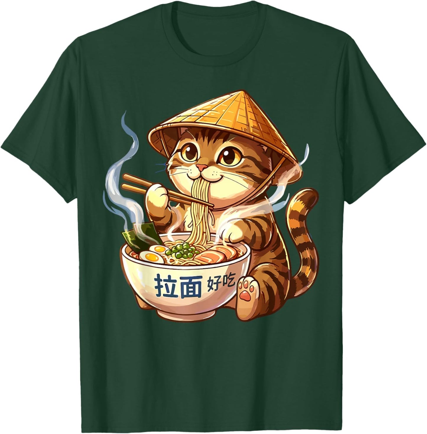 Cute Ramen Cat Japanese Noodle T-Shirt - T-Shirt | Forest