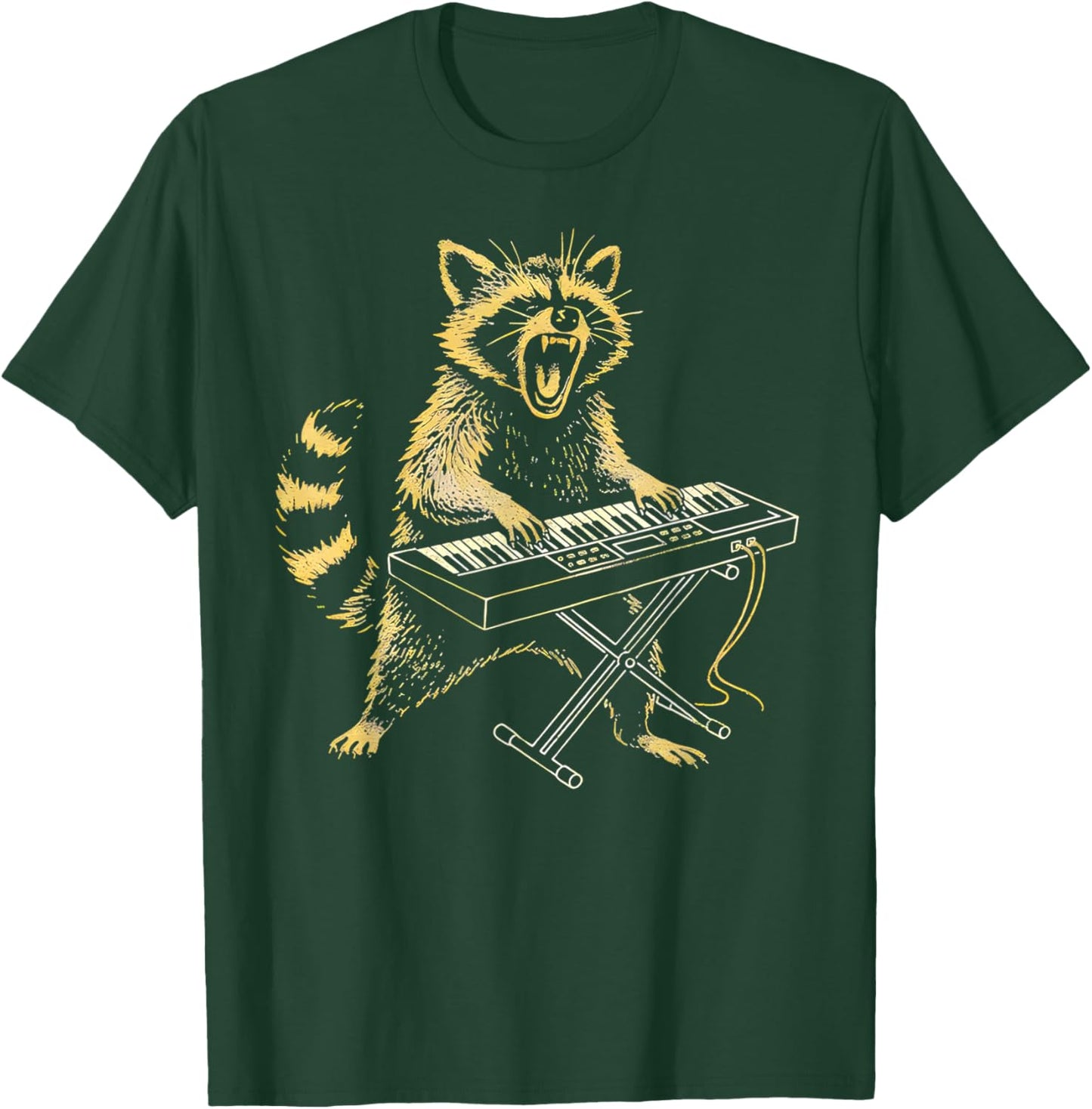 Funny Raccoon Piano Rock Keyboard Musician Art Gifts T-Shirt - T-Shirt | Forest