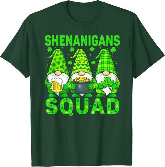 Shenanigans Squad Irish Lucky Shamrock Gnome St Patricks Day T-Shirt - T-Shirt | Forest