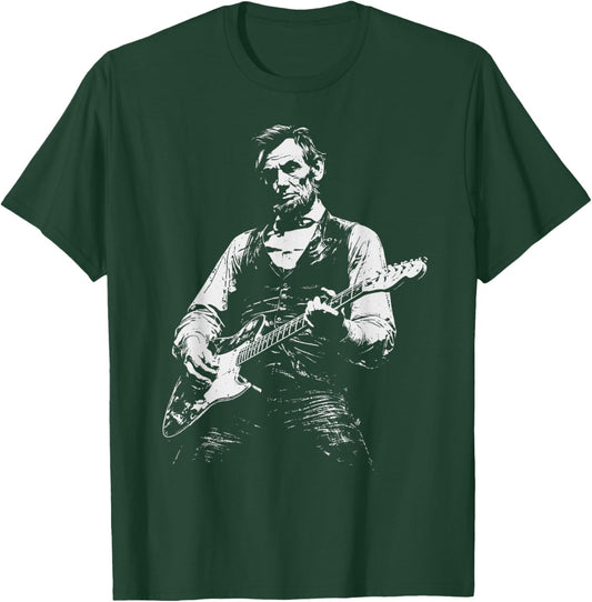 Awesome Abe Lincoln Playing Guitar Vintage T-Shirt - T-Shirt | Forest