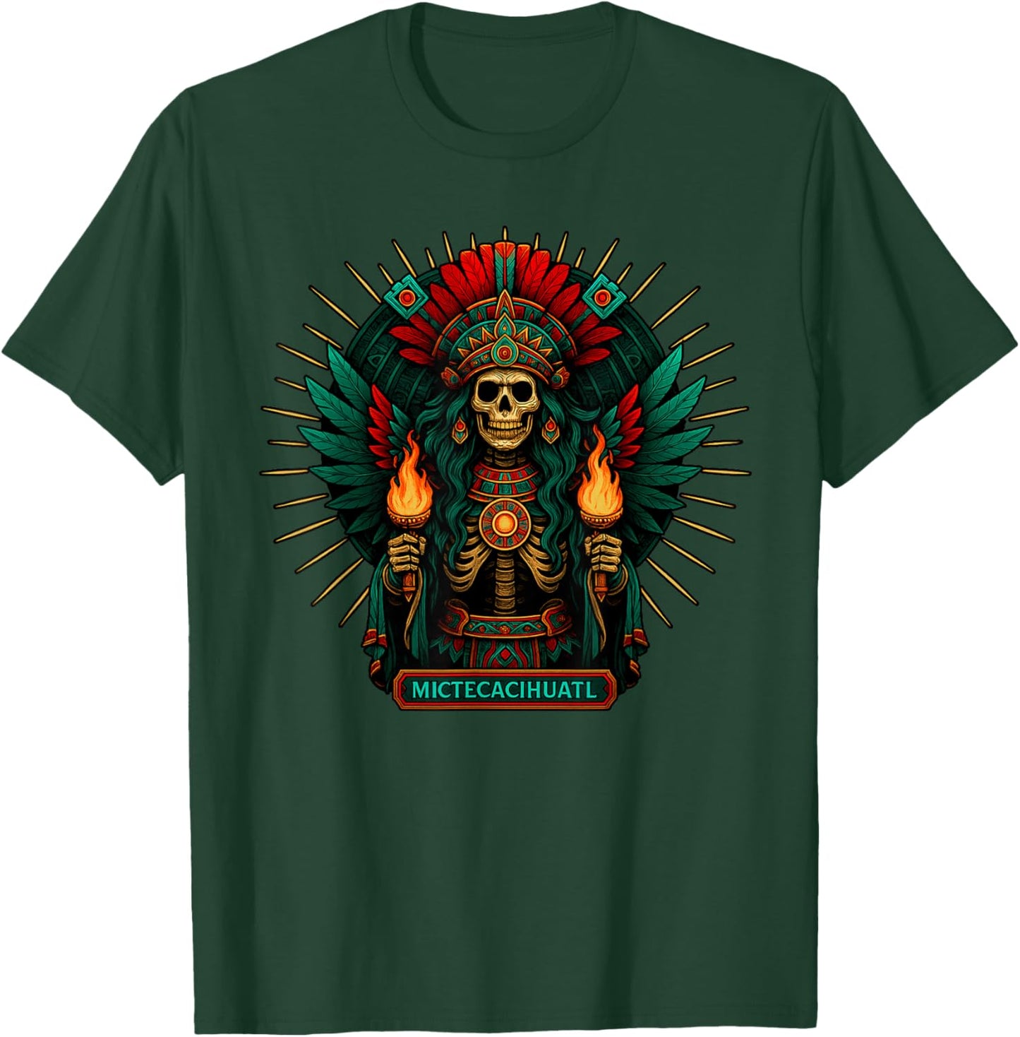 Aztec Mythology Goddess of Death Skull Mictecacihuatl T-Shirt - T-Shirt | Forest