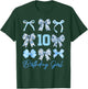 10th Birthday Girl Blue Toile Coquette Bow 10 Year Old T-Shirt - T-Shirt | Forest