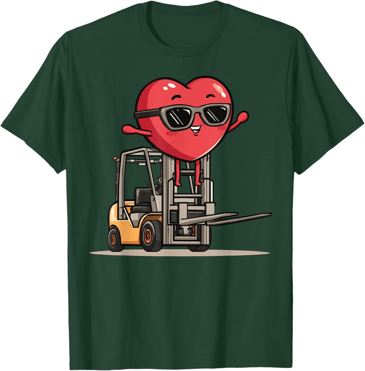 Forklift Operator Heart Forklift Driver Valentine's Day T-Shirt - T-Shirt | Forest