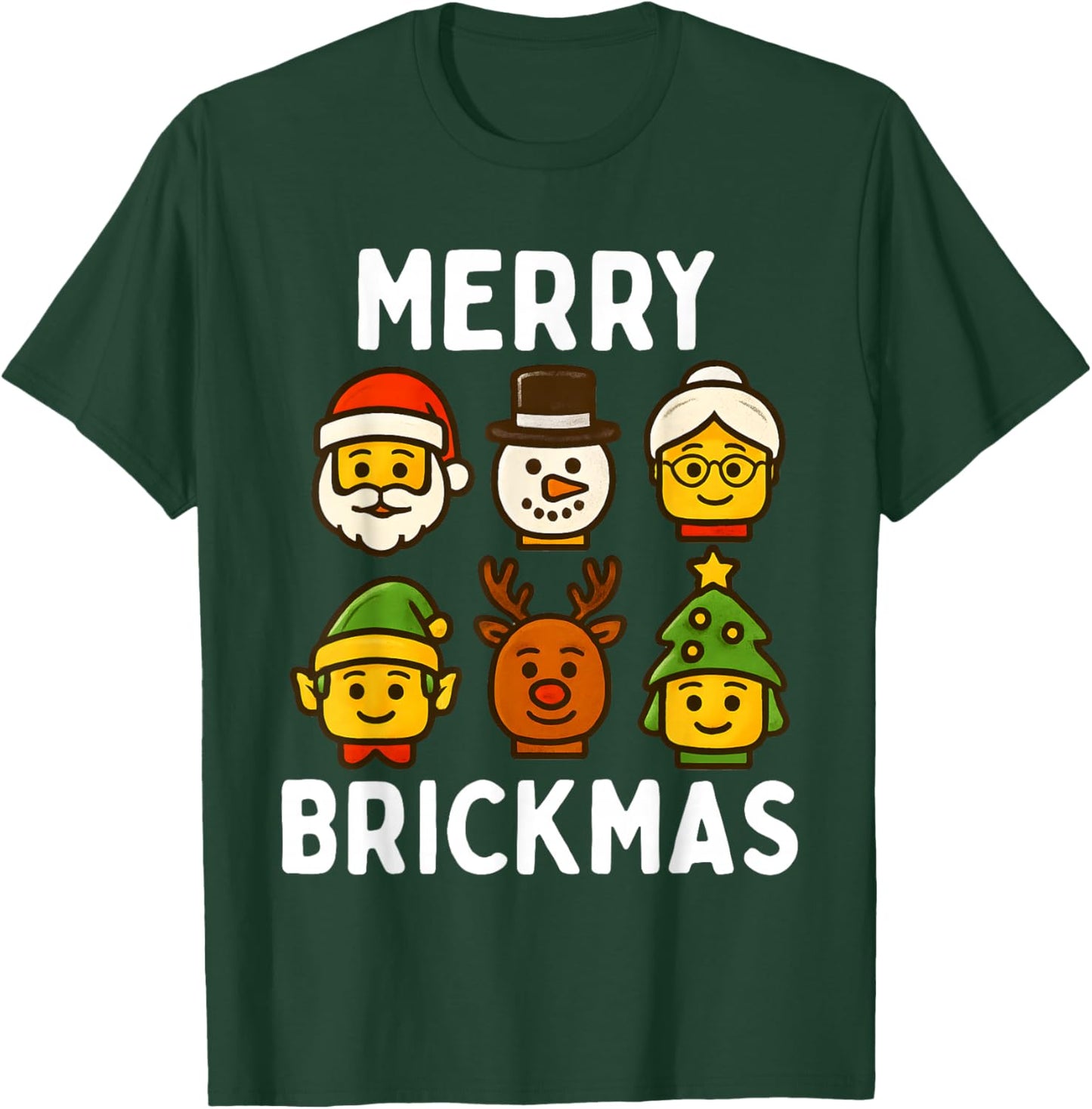 Christmas Building Brick Santa Elf Merry Xmas Boys Kids T-Shirt - T-Shirt | Forest