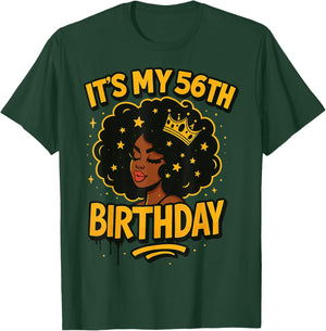 It's My 56th Birthday Melanin Black Queen T-Shirt - T-Shirt | Forest