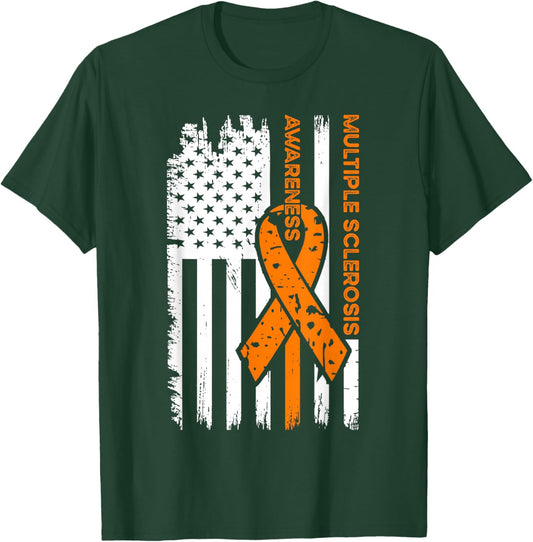 MS Multiple Sclerosis Awareness Flag T-Shirt - T-Shirt | Forest