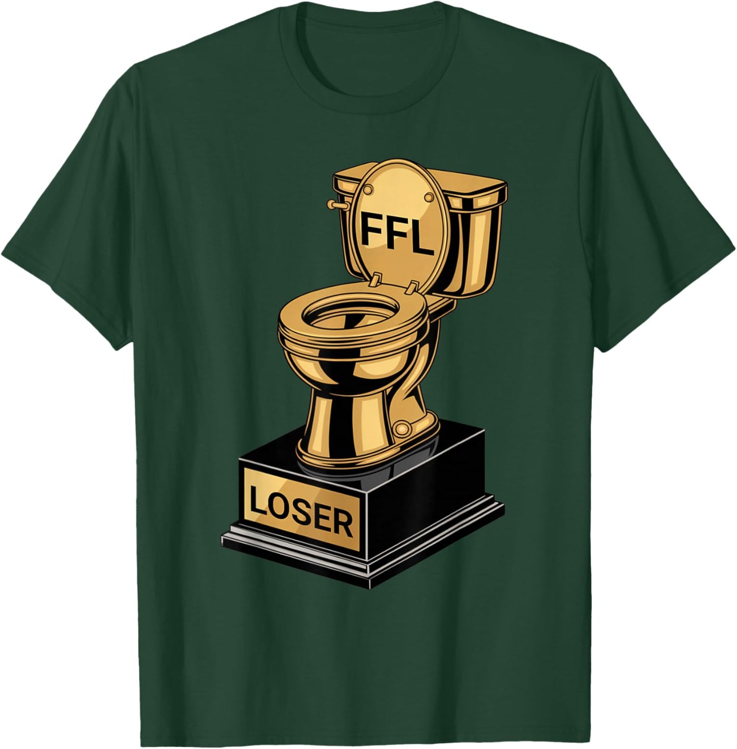 I Suck at Fantasy Football Golden Toilet Loser Trophy Prize T-Shirt - T-Shirt | Forest