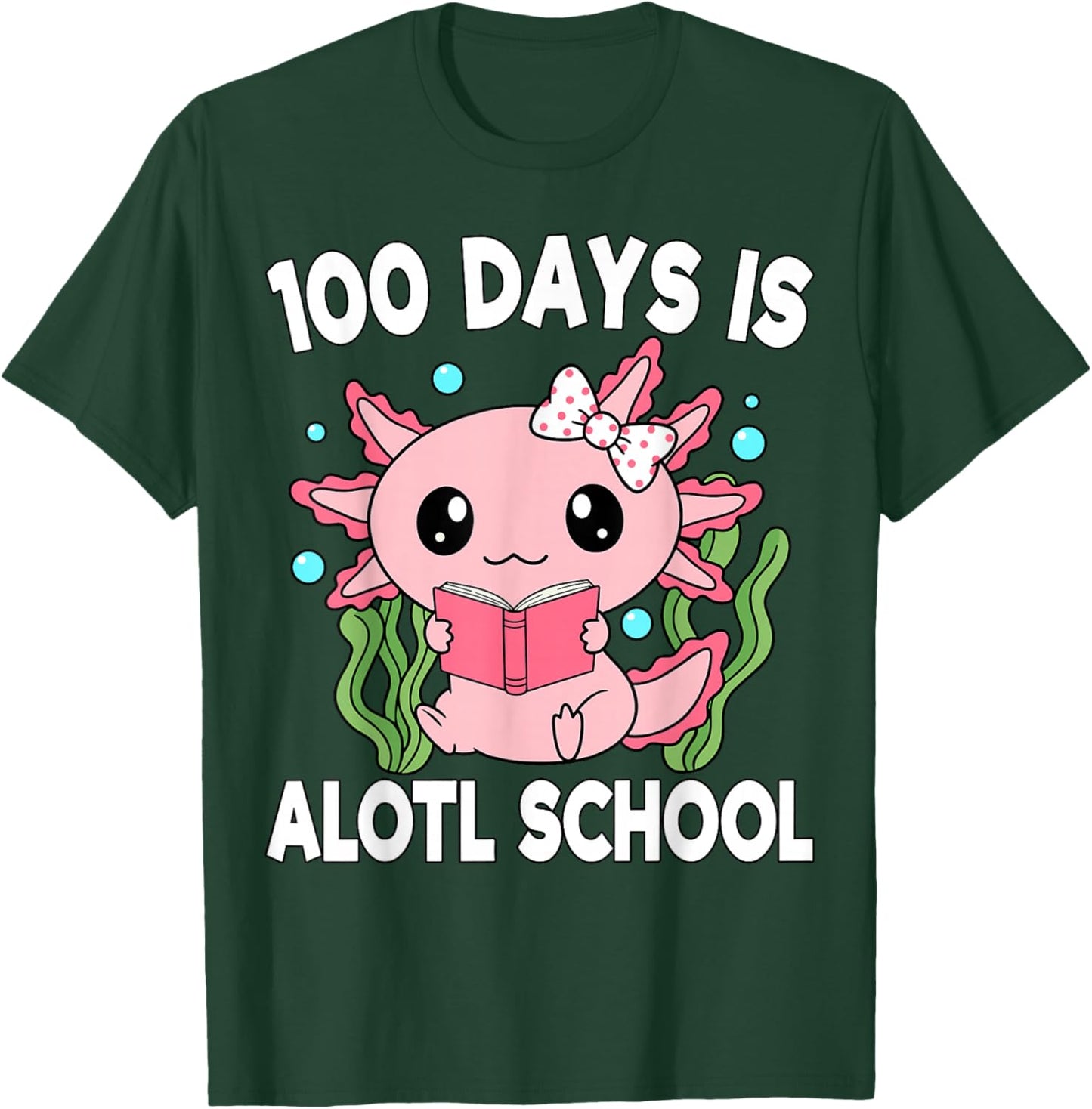 Axolotl 100 Days of School Shirt Girls 100th Day of School T-Shirt - T-Shirt | Forest