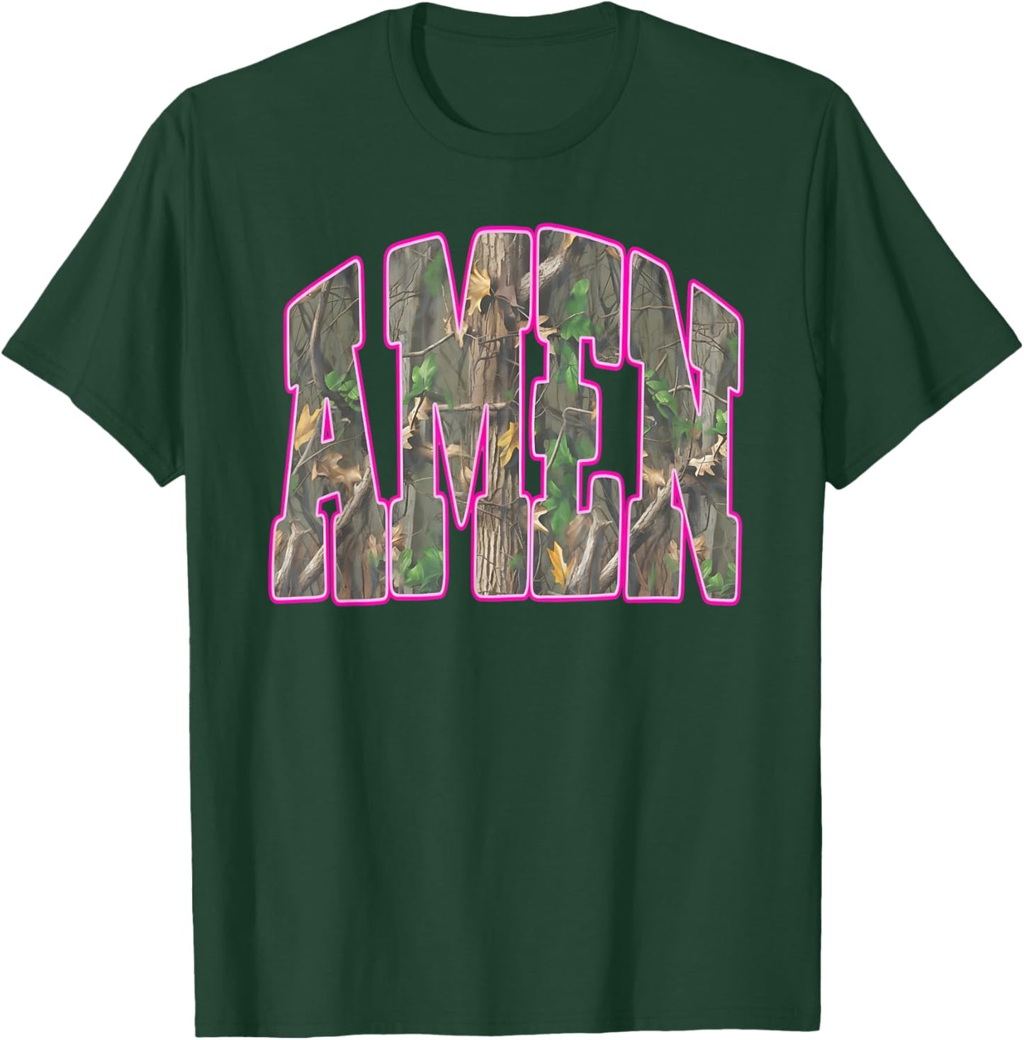 Retro Camo Amen Camouflage Religious Faith Jesus Christian T-Shirt - T-Shirt | Forest