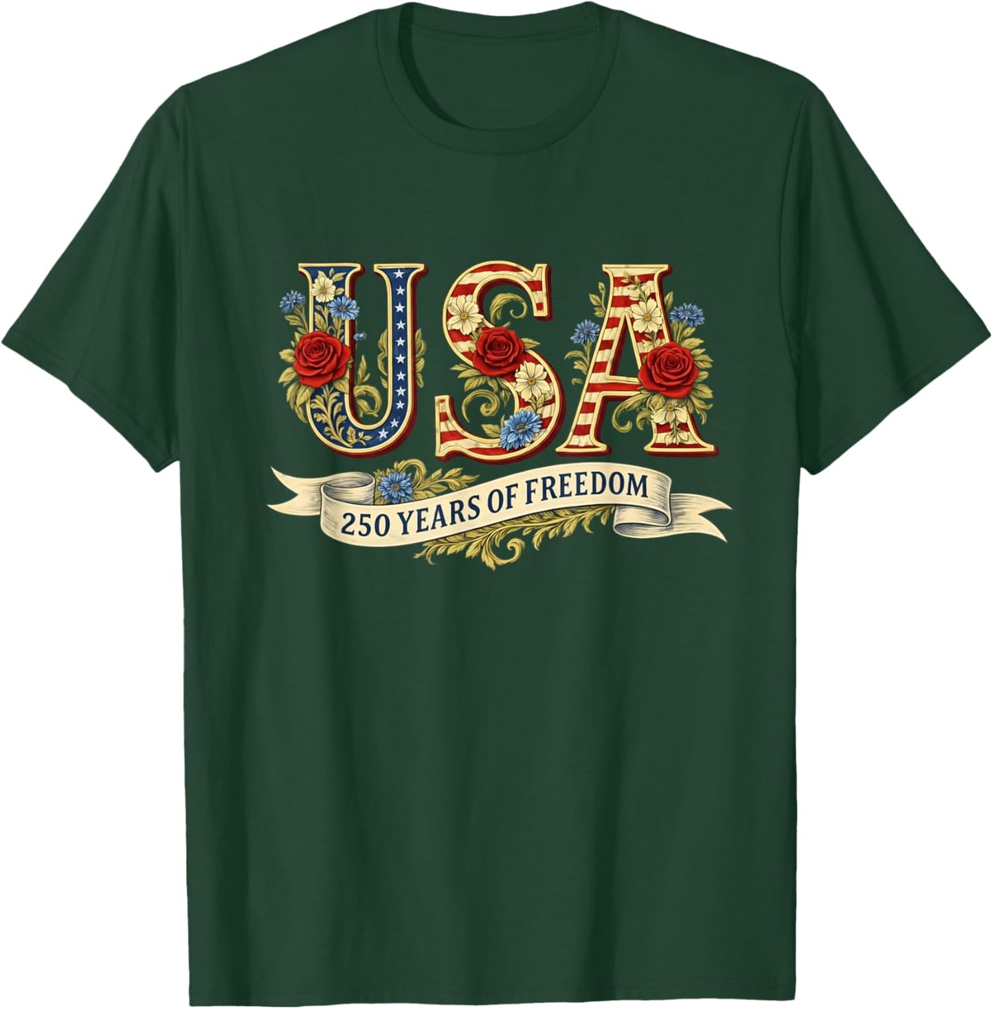 Vintage USA America 250 Years 1776-2026 250th Birthday T-Shirt - T-Shirt | Forest