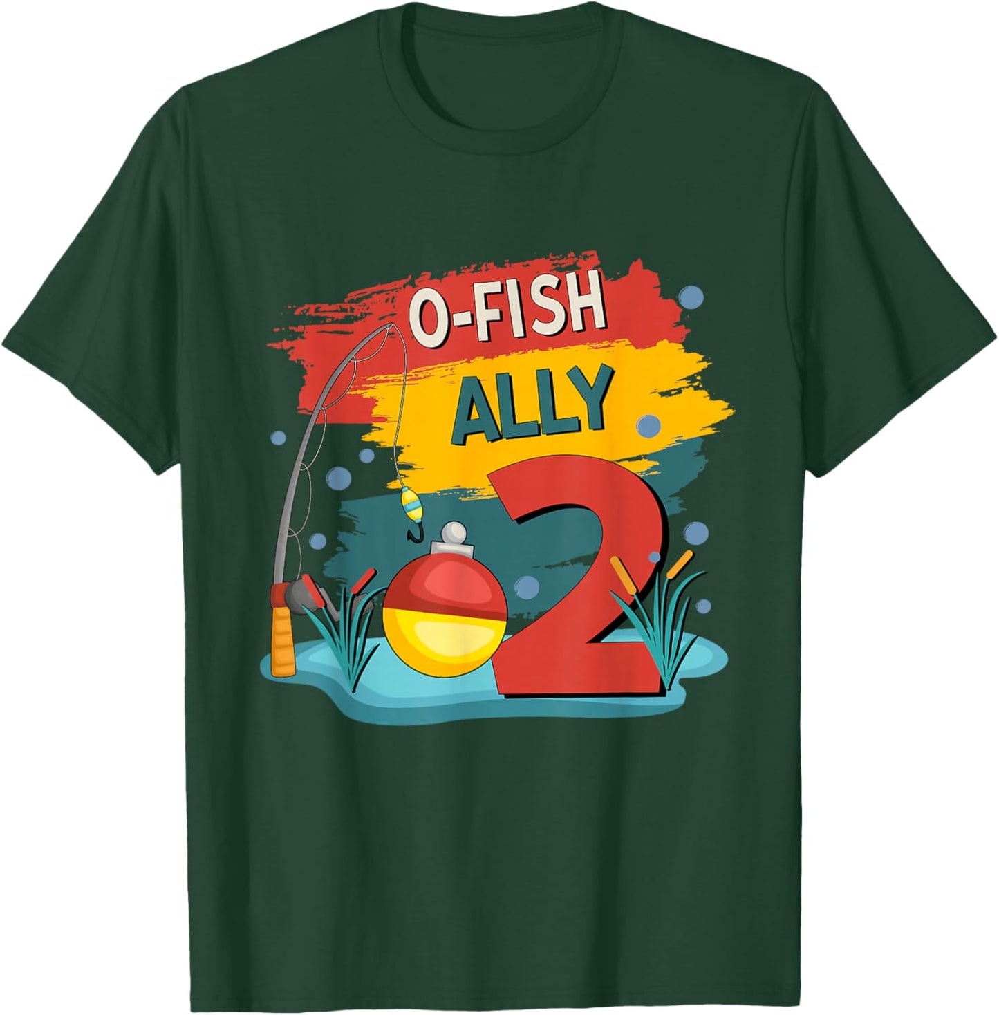 2 Years Old Boy O'Fishally 2 Birthday Fishing Themed Party T-Shirt - T-Shirt | Forest