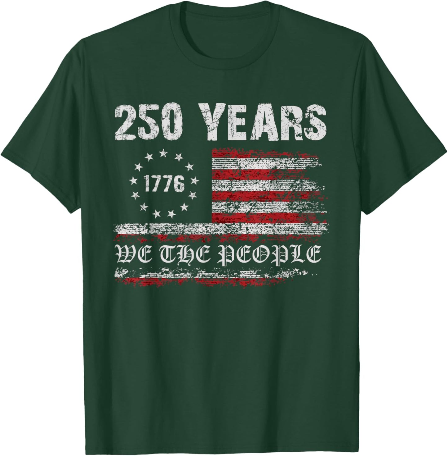 Flag Vintage 250 Years American 250th Anniversary T-Shirt - T-Shirt | Forest