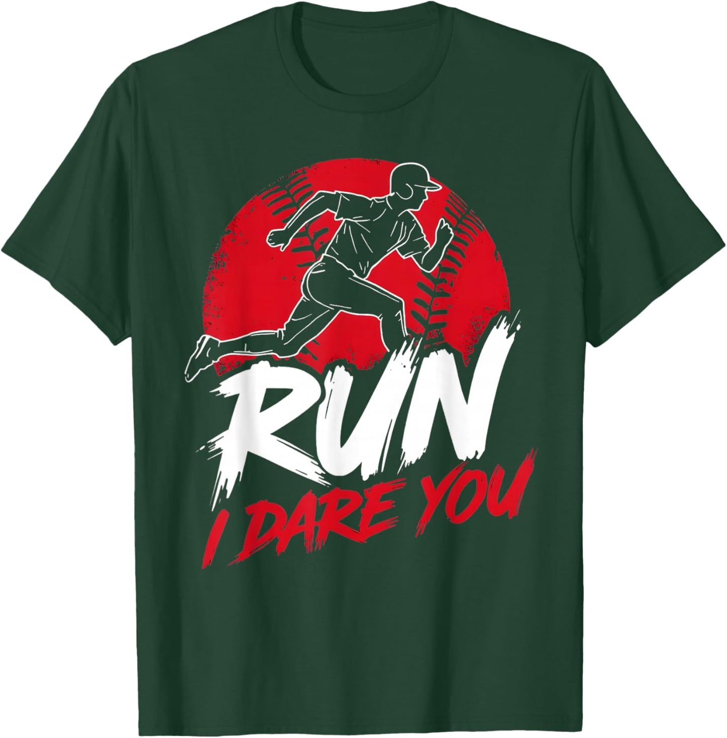 Vintage Humor Baseball Apparel Run I Dare You T-Shirt - T-Shirt | Forest