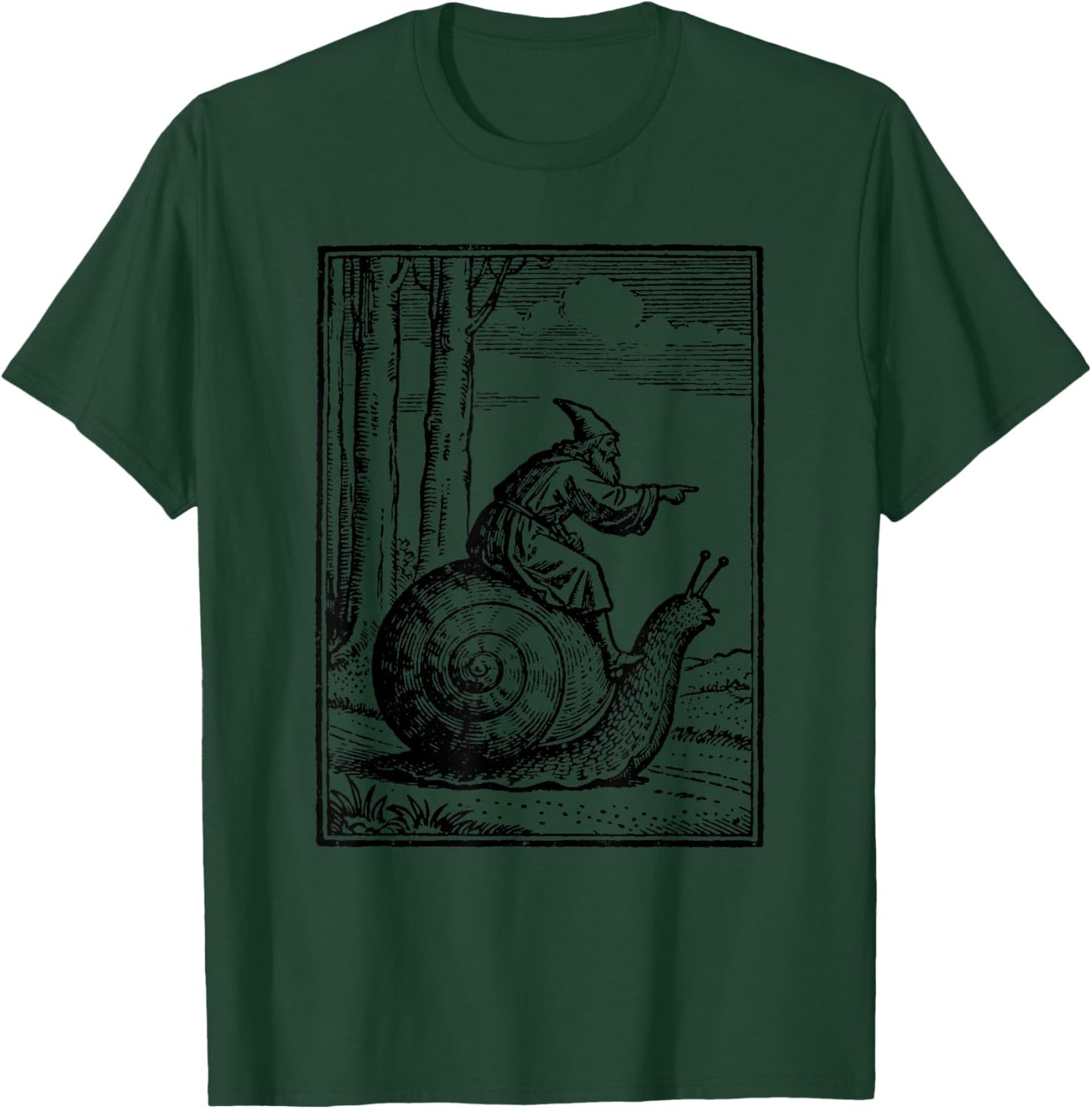 Retro Medieval Wizard Snail Rider T-Shirt - T-Shirt | Forest