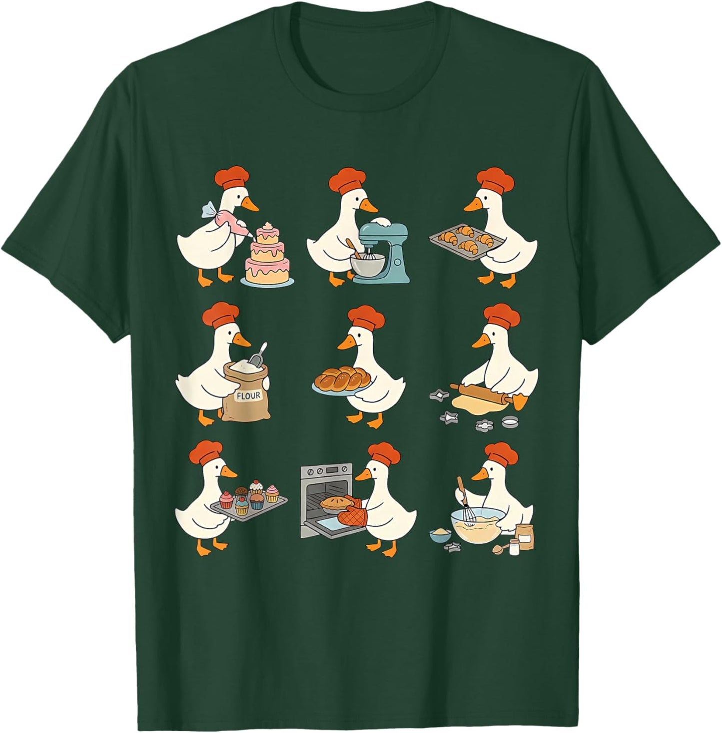 Cute Goose Baking Funny Baker Goose Chef Pastry Baker Lover T-Shirt - T-Shirt | Forest