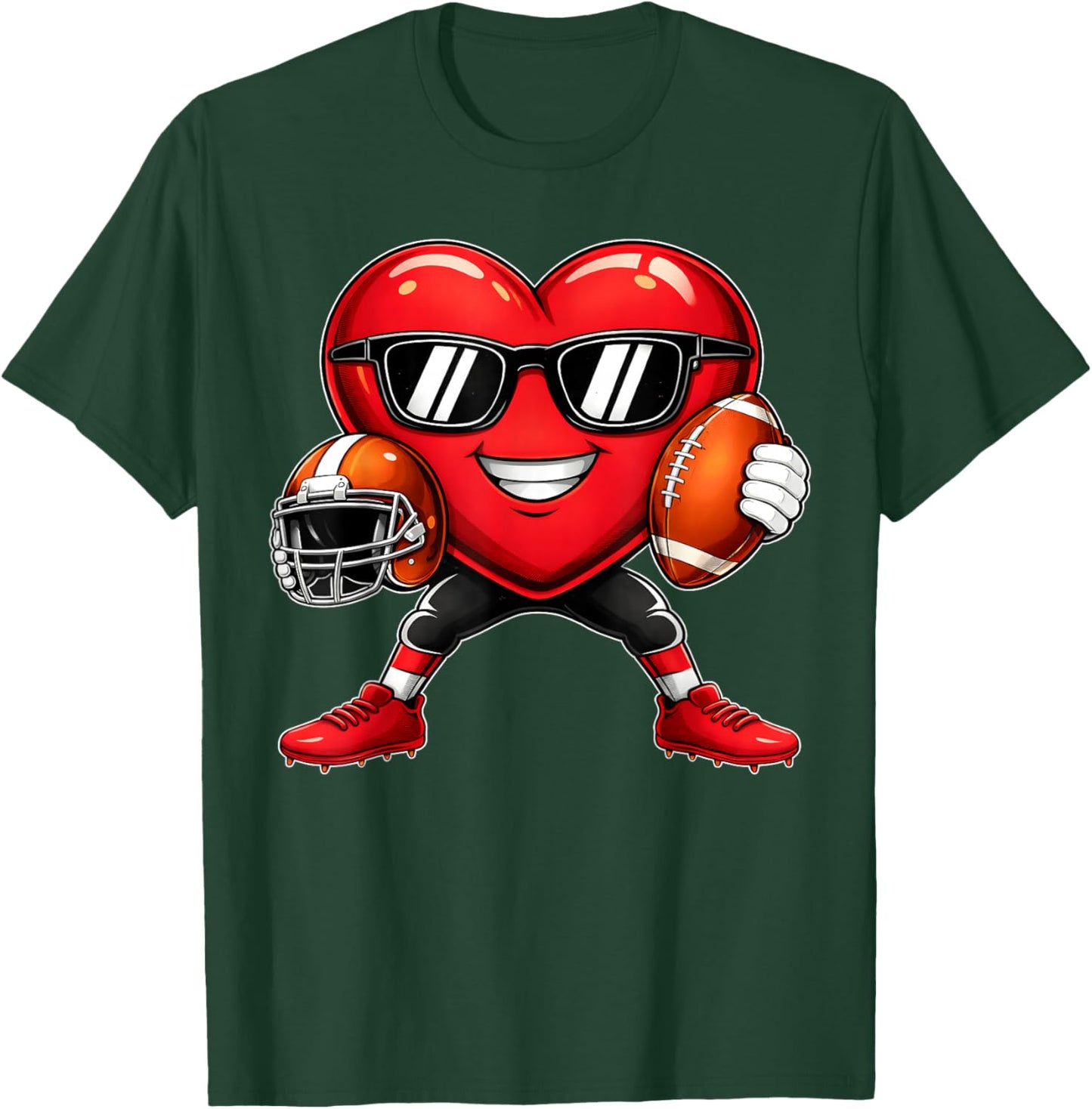 Funny Valentine Heart Football Boy Kid T-Shirt - T-Shirt | Forest