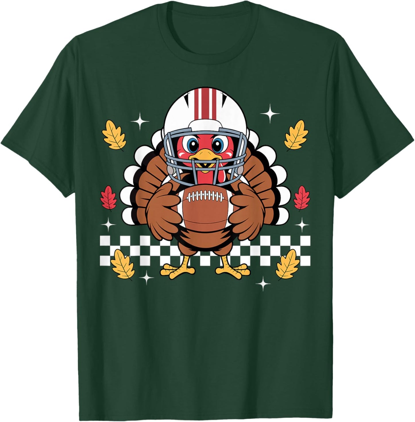 Retro Thanksgiving Turkey Football Toddler Boys Kids T-Shirt - T-Shirt | Forest