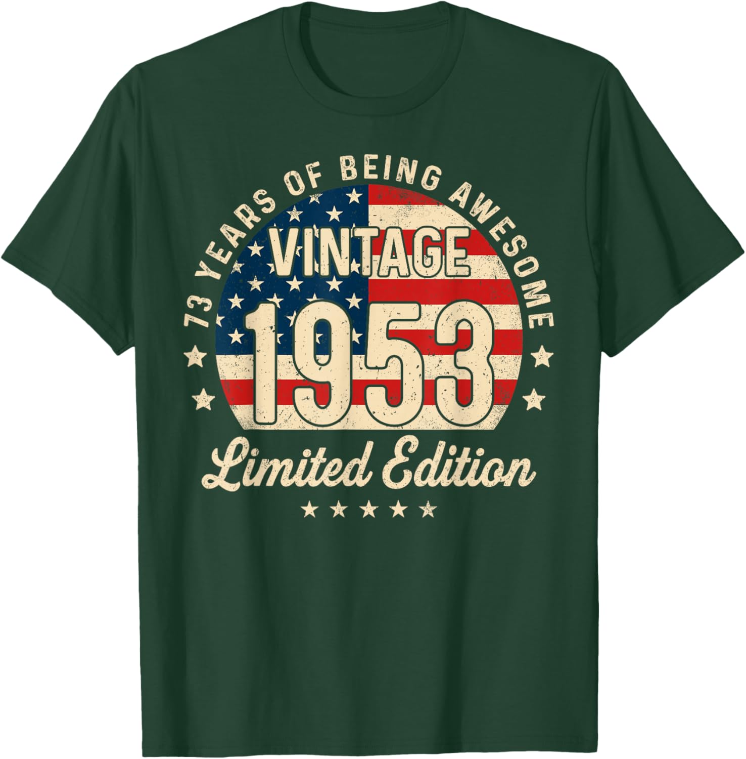 73rd Birthday Vintage 1953 73 Year Old Gifts Men USA Flag T-Shirt - T-Shirt | Forest