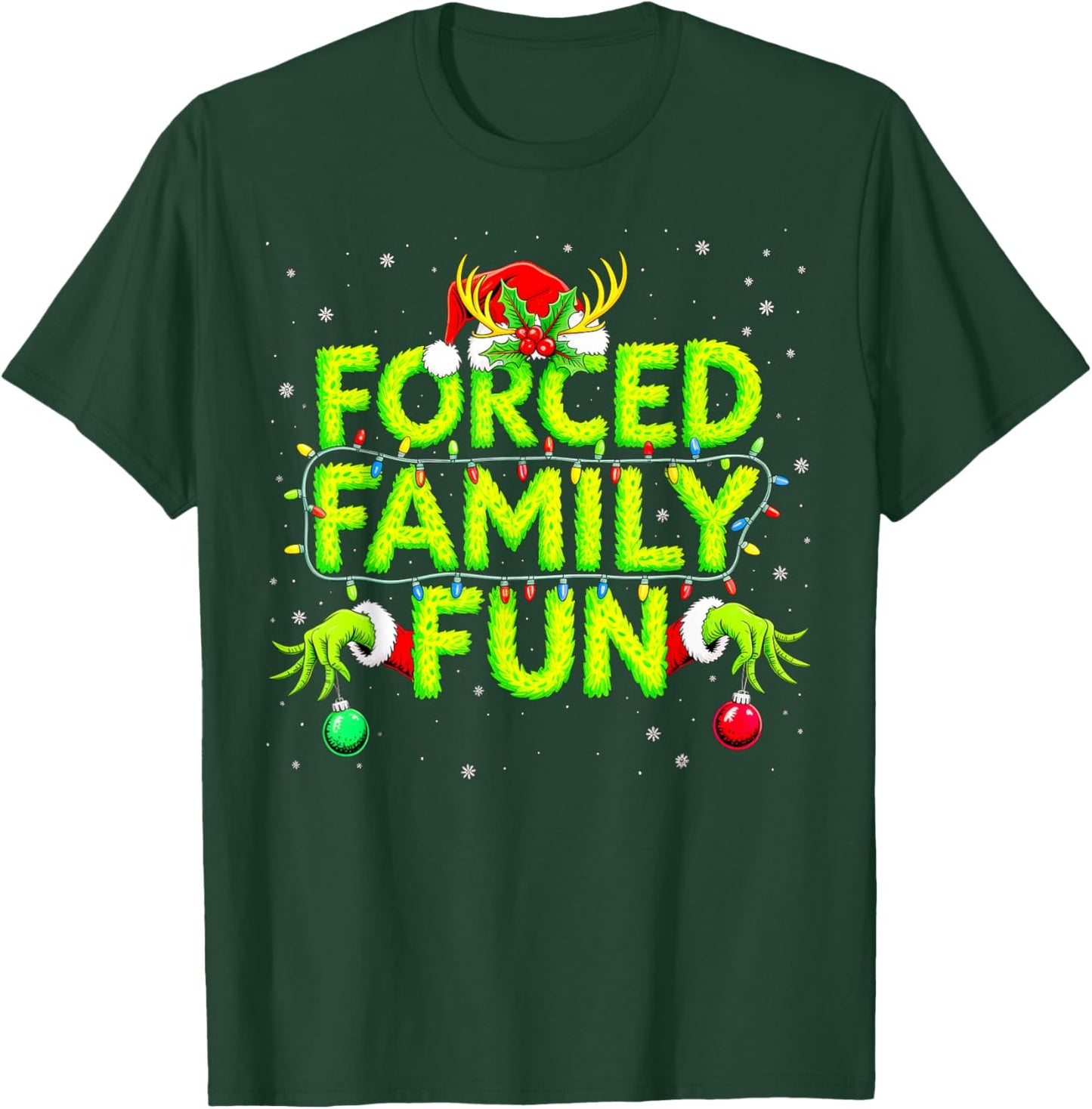 Forced Family Fun Christmas Shirts Matching Family Pajama T-Shirt - T-Shirt | Forest