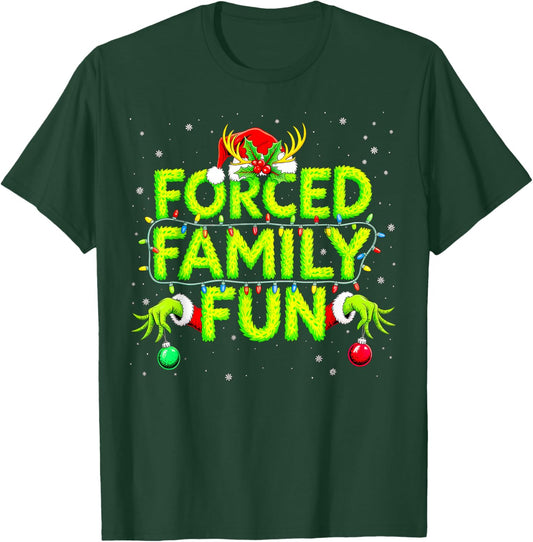 Forced Family Fun Christmas Shirts Matching Family Pajama T-Shirt - T-Shirt | Forest