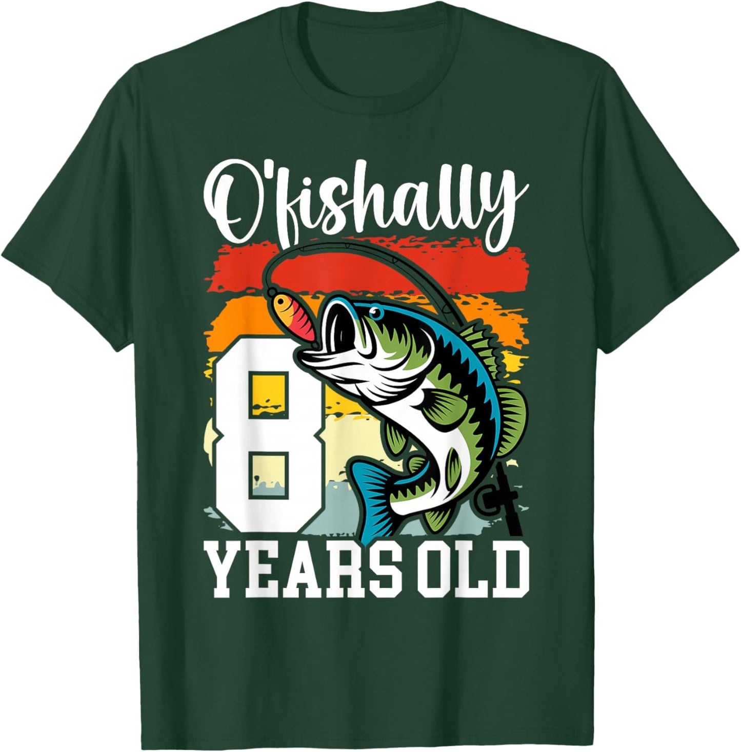 Ofishally 8 Years Old Fisherman 8th Birthday Fishing T-Shirt - T-Shirt | Forest