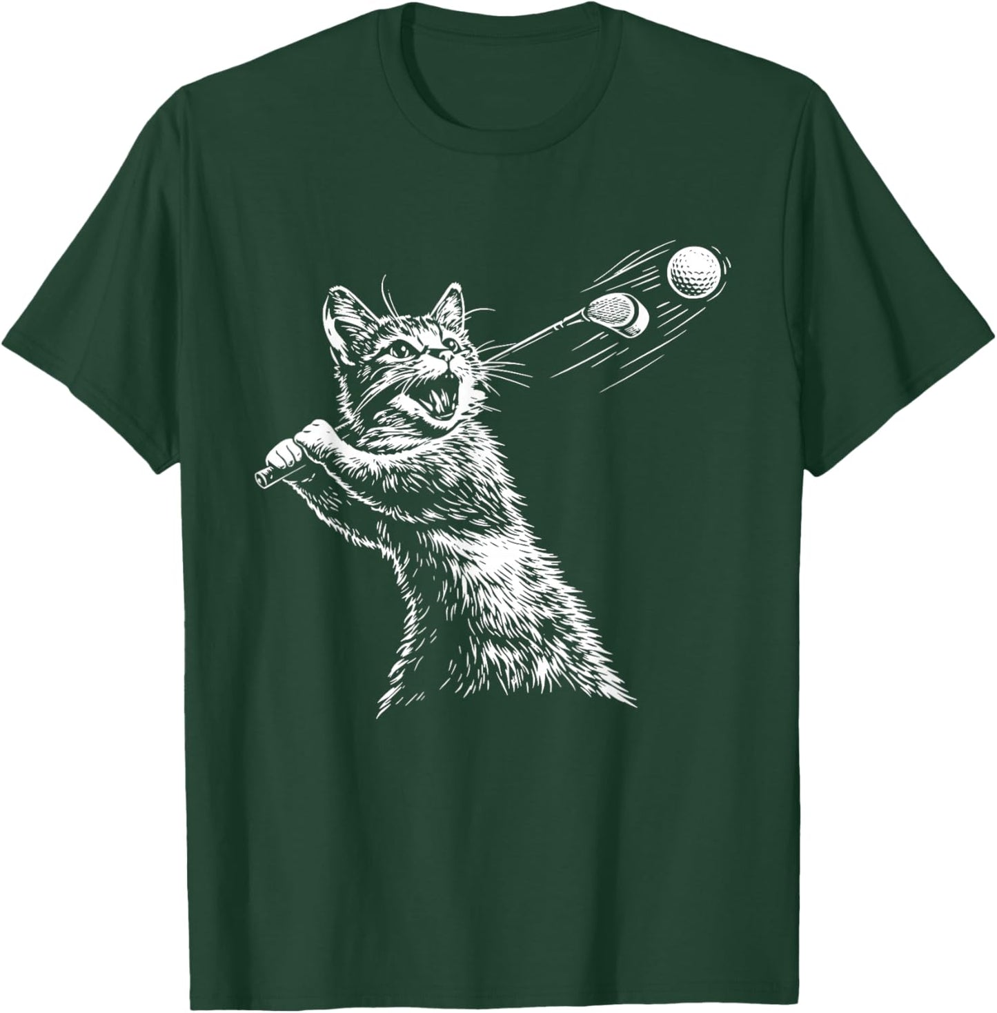Funny Cat Golfer Golfing Golf T-Shirt - T-Shirt | Forest