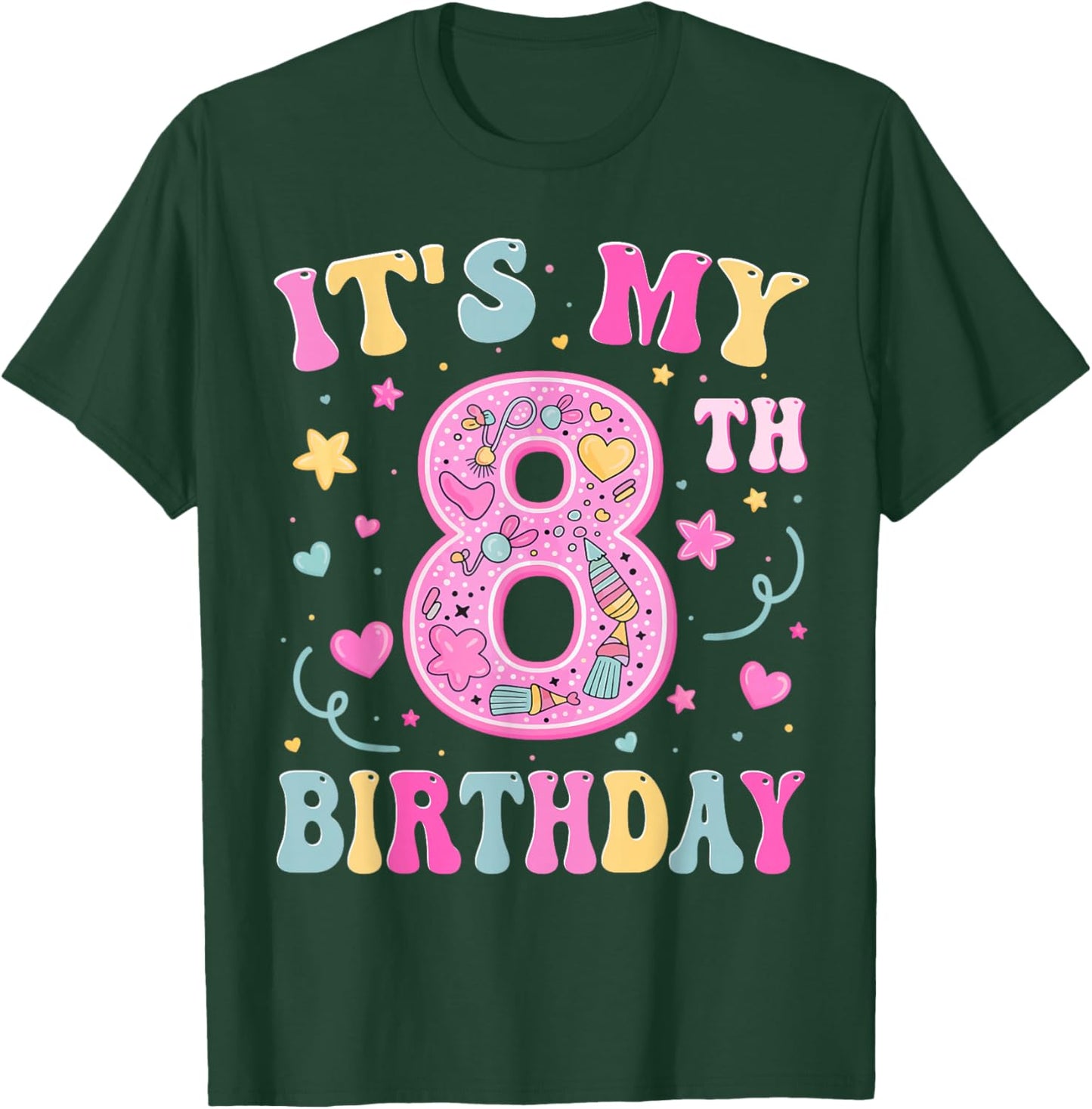 Kids It's My 8th Birthday Girl 8 Seven Happy Birthday Girls T-Shirt - T-Shirt | Forest
